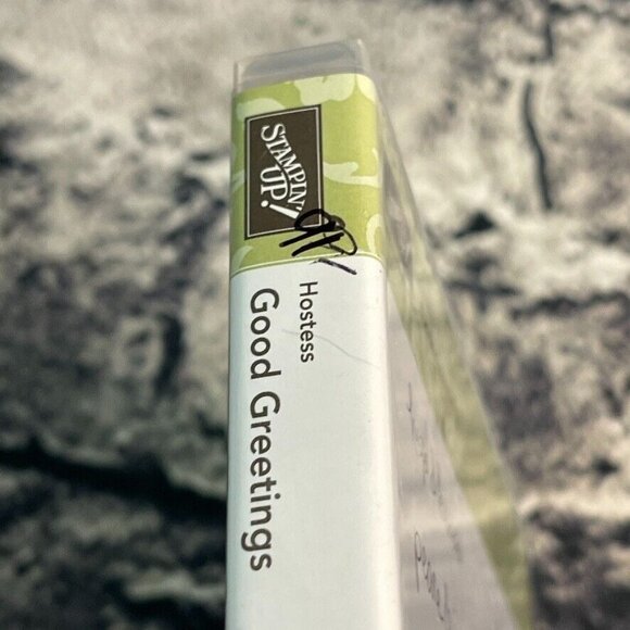 Stampin Up! GOOD GREETINGS Rubber Mount Wood 19pc Stamp Set 135017 - Picture 5 of 9